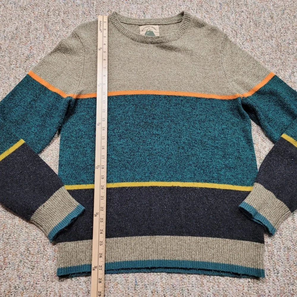 O'Hanlon Mills Sweater Men Large Multi Striped Crewneck Lambs Wool Blend Outdoor